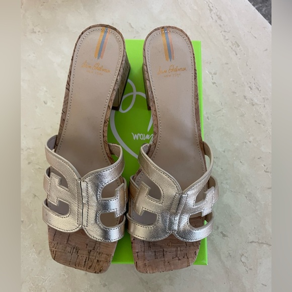 Sam Edelman Winslow mule heel gold leaf Sz 8 - Picture 7 of 11